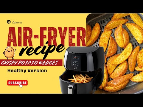 “Crispy golden air-fryer potato wedges with ASMR cooking sounds”