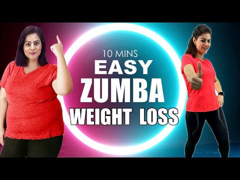 Beginner doing a 10 minute Zumba dance workout at home for weight loss