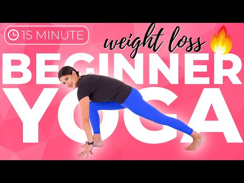 Yoga for Beginners Weight Loss & Toning 🔥 15 min BURN 34 Yoga for beginners performing a 15-minute fat-burning yoga workout at home, focusing on weight loss and body toning.