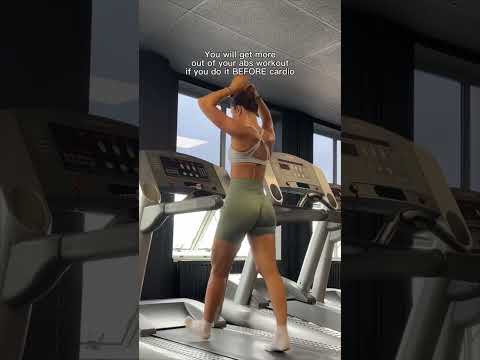 Woman performing cardio and weight training at the gym, deciding the order of exercises