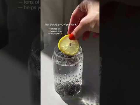 Glass of chia seed lemon detox water for weight loss and clear skin